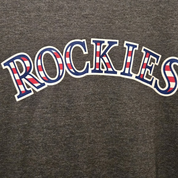 Majestic Colorado Rockies Baseball T-Shirt Mens Large Patriotic USA Blackmon - Picture 2 of 5
